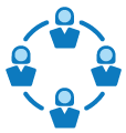 A graphic illustration of four people in a circle