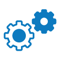 Two blue cogs image with no background