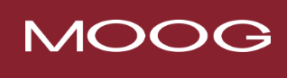 The logo of MOOG with red background